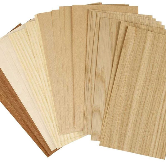 Creativ company hout fineer papier - hobby decoratie - 22x12 cm - dikte 0,5-0,7 mm - 30 stuks