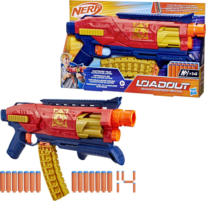 Afbeelding laden in galerijviewer, Nerf loadout shadowspeed recon blaster met 14 n1-darts
