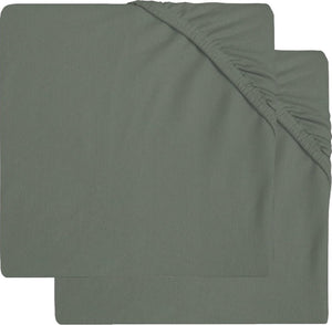 Jollein - baby hoeslaken boxmatras jersey (ash green) - katoen - hoeslaken box - 2 stuks - 75x95cm