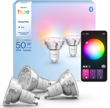 Philips hue essential slimme led gu10 spotlight - wit en gekleurd licht - 3-pack