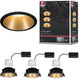 Paulmann led-inbouwlamp 3-step-dim cole coin set van 3 ip44 rond 88 mm coin 3x6w 3x470lm 230v dimbaar 2700k zwart, goud mat