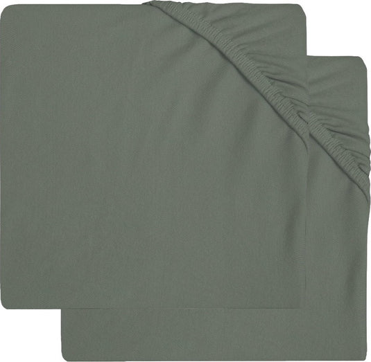 Jollein - baby hoeslaken boxmatras jersey (ash green) - katoen - hoeslaken box - 2 stuks - 75x95cm