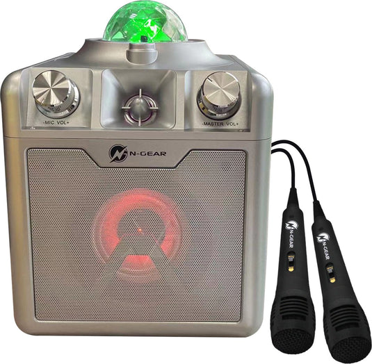 N-gear disco star 710 silver - bluetooth speaker - karaoke set - party box met sterrenprojector 2 microfoons
