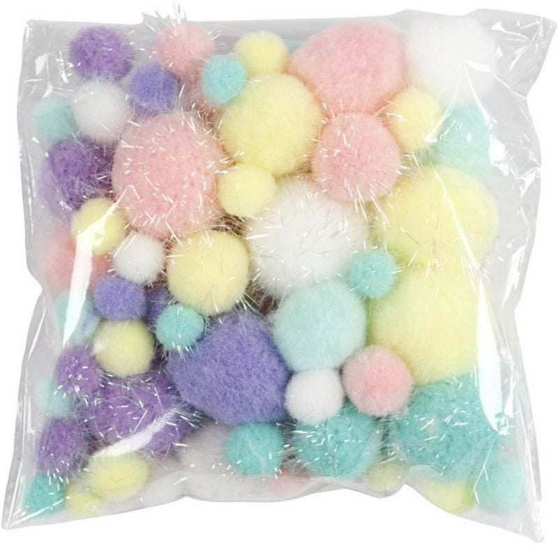 Afbeelding laden in galerijviewer, Creativ company pom-poms pastelkleuren, 62gr.
