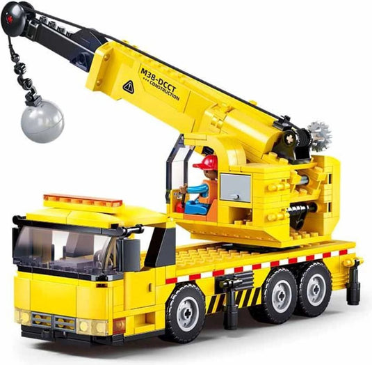 Sluban town wheeled crane bouwspeelgoed kinderen vanaf 6 jaar - constructiespeelgoed modelbouw - bouwdoos met 293 bouwstenen - m38-b1195