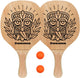 Waimea beach peddelbal set met houten grip - blank zwart fluororanje
