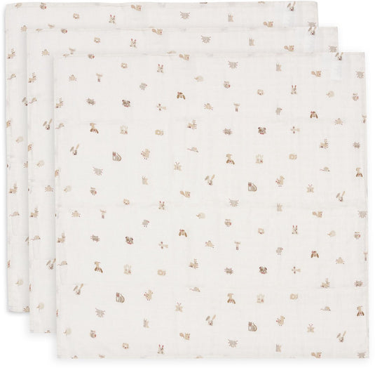 Jollein hydrofiele doek small - 70x70cm - animals friends - 3 stuks