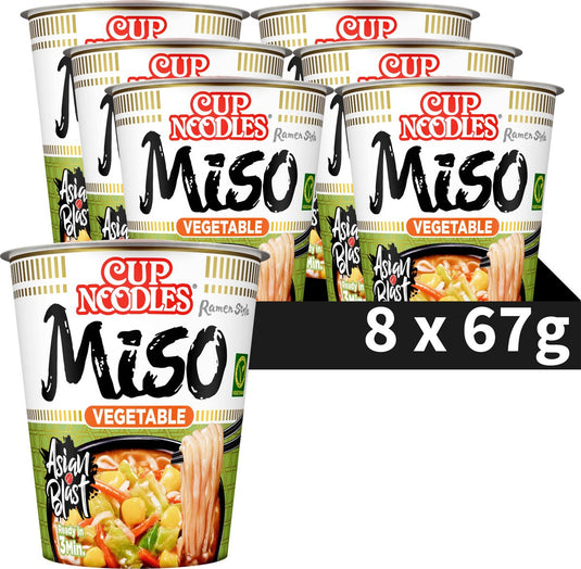 Nissin cup noodles - veggi miso noedels - instant noodles - vegetarisch - 8 stuks