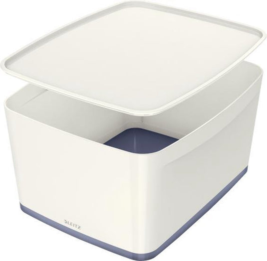 Leitz mybox opbergdoos met deksel - opberger sorteerbakje voor thuiskantoor - grijs wit - 1 stuk
