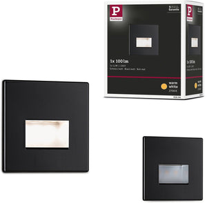 Paulmann edge led wandinbouwlamp – zwart mat – 2700k warmwit – 1,2w – 50 lm – 230v – wand- trapverlichting
