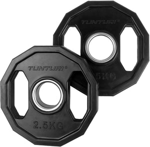 Tunturi olympische halterschijf - halter gewichten - 2x 2,50 kg - 50mm - rubber - incl. gratis fitness app