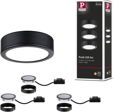 Paulmann led-onderkastverlichting pukk 3x3,5w 65 mm 3x210lm 230v rond zwart