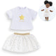 Corolle poppenkleding set topje en rok ivoor goud 36cm poppen.