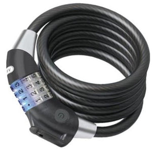 Abus spiraalkabelslot raydo pro 1450 185 + texkf-houder - cijferslot met verlichte led-cijferwielen - -security level 4 - 185 cm