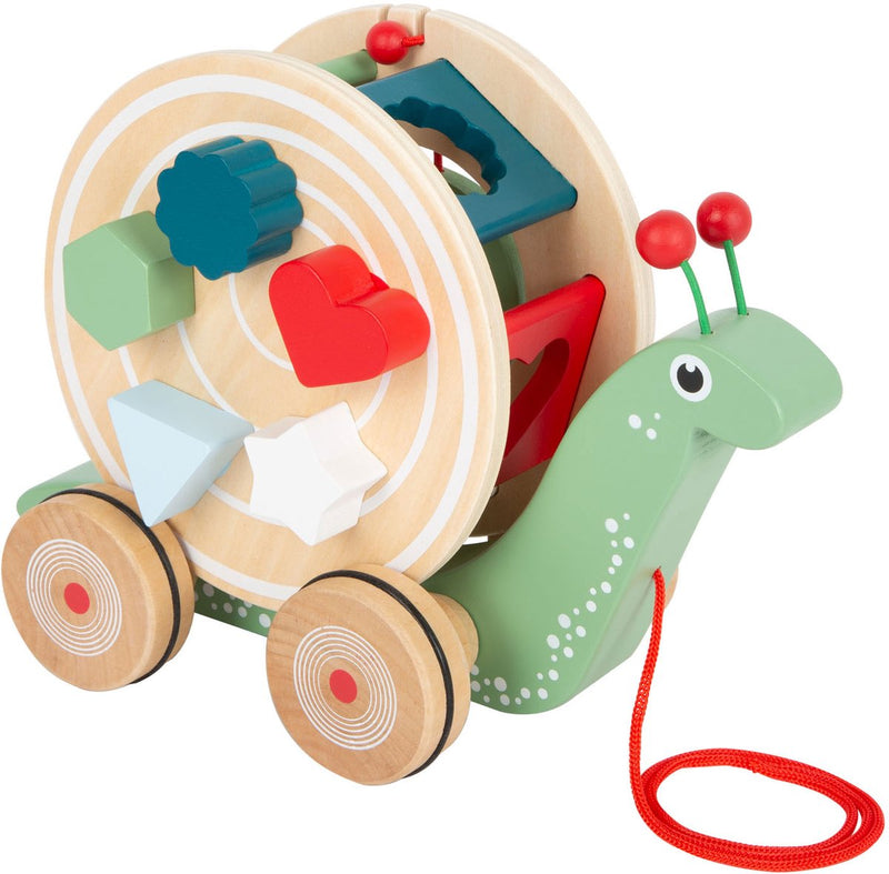 ギャラリービューアに画像をロードする, Small foot - houten trekfiguur vormenstoof slak, 6dlg.

