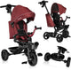 Lionelo kori - driewieler - kinderfiets 2 in 1 - tot 5 jaar - vanaf 9 maand - zeer licht - opvouwbaar - tot 25kg - draaibare zitting - verstelbare duwstang - veilige 3-punts gordel - vrije wiel en stuur - verstelbaar luifel met venster - rood