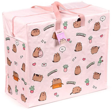 Puckator grote boodschappentas met rits waszak opbergtas - pusheen the cat planten - 48x55x28cm