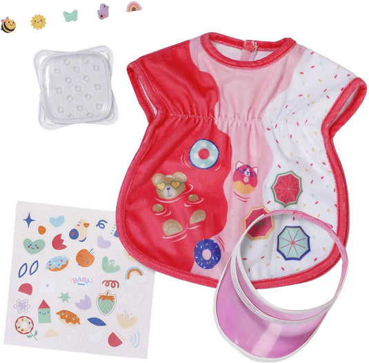 Baby born poppen strandoutfit multicolor met zonnebescherming.