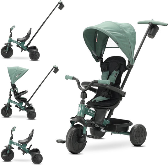 Qplay elite platinum - driewieler met duwstang - 6 in 1 - groen