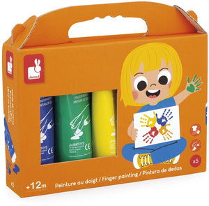 Janod - colo - vingerverf - set met 5 verschillende kleuren