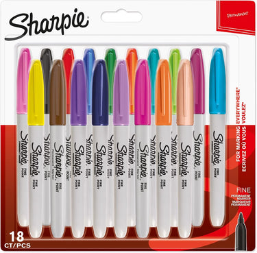 Sharpie permanente markers | fijne punt | diverse vrolijke kleuren | 18 stuks