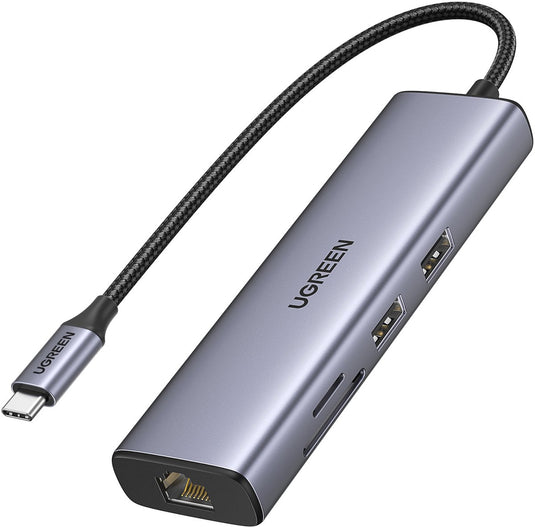 Ugreen usb c ethernet gigabit hdmi 4k pd 100w 7-in-1 dockstation adapter usb c sd-kaartlezer compatibel met iphone 15 galaxy s24 ultra macbook air pro m2 m1 ipad pro surface steam deck