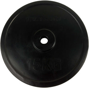 Tunturi halterschijf - halter gewichten - 1x 15 kg - 30mm - rubber - incl. gratis fitness app