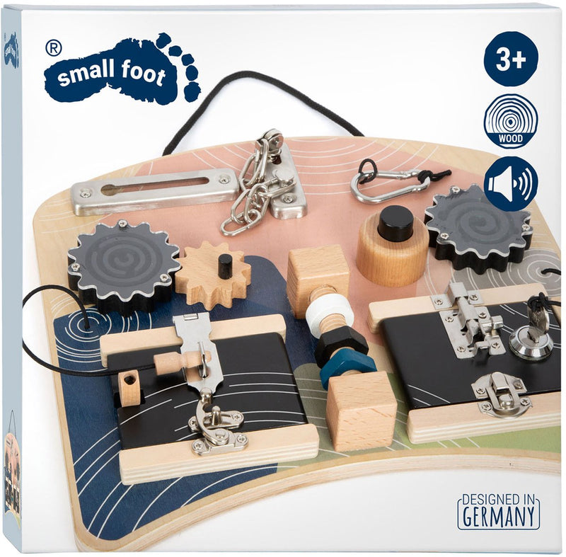 Afbeelding laden in galerijviewer, Small foot - houten activiteitenbord rotatie en sloten
