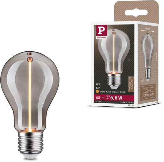 Paulmann floating shine standaard 230 v led-gloeilamp e27 60lm 2,2w 1800k rookglas
