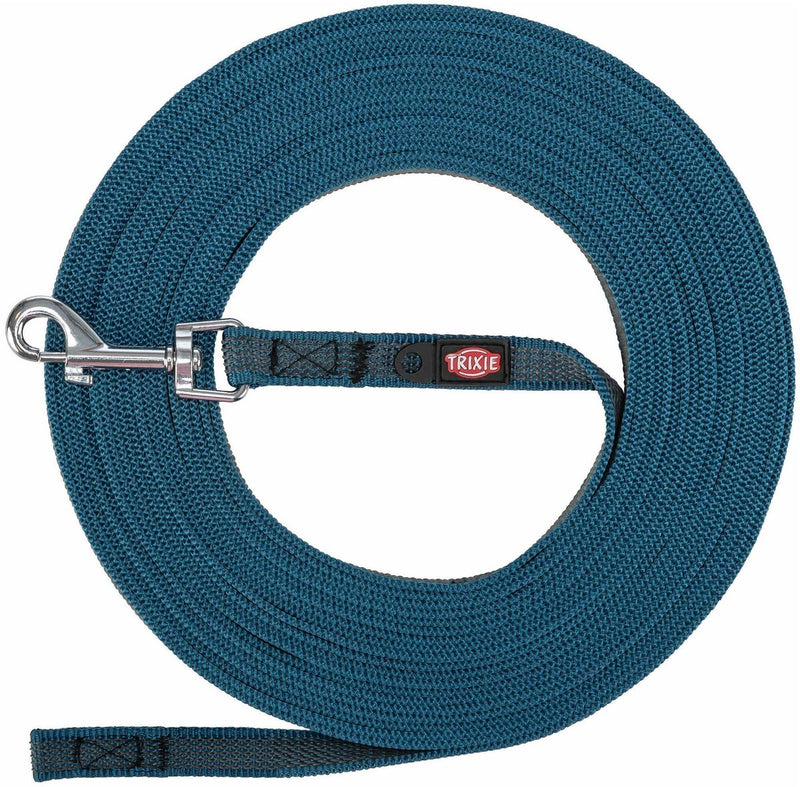 Afbeelding laden in galerijviewer, Trixie hondenriem sleeplijn met rubber anti slip petrol blauw
