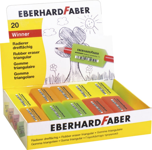 Eberhard faber gum - winner - 20 stuks - fluorkleuren - assorti - ef-585450