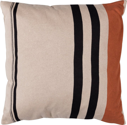 Woood hani kussen - katoen - khaki zwart - 45x45x10