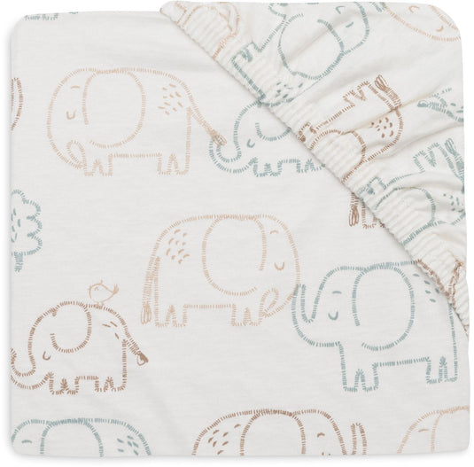 Jollein hoeslaken ledikant - 70 75x140 150cm - jersey - elephant tales
