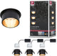 Paulmann led-inbouwlamp 3-step-dim gil coin basisset ip44 rond 68 mm coin 3x6w 3x470lm 230v dimbaar 2700k zwart mat, goud