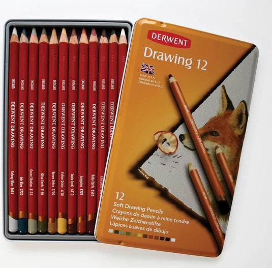 Derwent drawing 12 tekenpotloden in blik