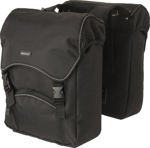Fastrider unibag dubbele fietstas - voorzien van uitsparing voor snelbinders en led verlichting - waterafstotend - reflectiestrepen - 28 liter - zwart