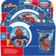 Stor marvel's spider-man kinderservies - 5-delig - herbruikbaar - inclusief bord, kom, bestek en beker - vaatwasser- en microgolfbestendig bpa-vrij - wit blauw rood