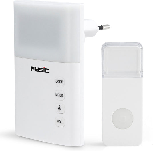 Fysic fd-110 draadloze deurbel met flits - naast horen, ook zien dat er gebeld wordt - wit