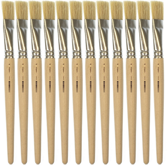 Kangaro lyonse penseel - maat 24 - kort ongelakt hout - doos a 12 stuks - k-840324