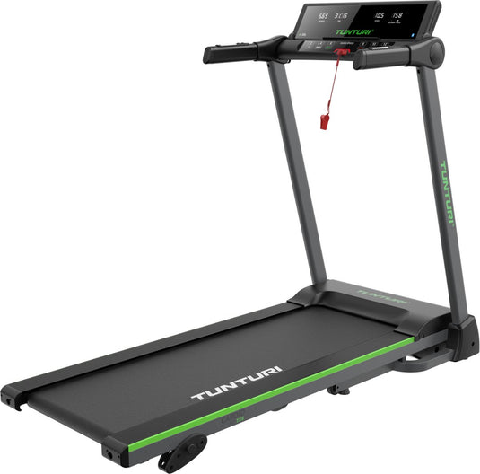Tunturi cardio fit t25 loopband inklapbaar - hardloopband met 18 trainingsprogramma's - wandelband incl. led monitor - 0,8 - 14 km u - bluetooth - hellingfunctie - eu veiligheid gecertificeerd - incl. gratis app