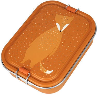 Trixie brooddoos groot - mr. fox - rsv lunchbox voor kinderen - makkelijk te openen broodtrommel - 2 vakken - oranje