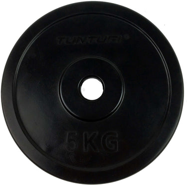 Tunturi halterschijf - halter gewichten - 1x 5 kg - 30mm - rubber - incl. gratis fitness app