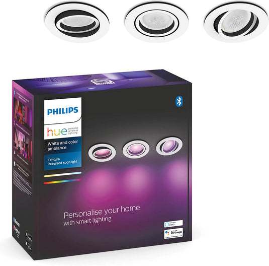 Philips hue centura inbouwspot - wit en gekleurd wit - 3-pack - wit - rond - gu10