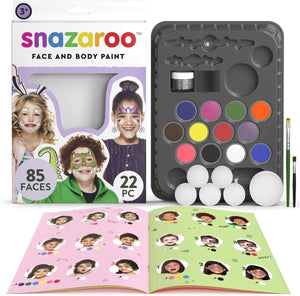 Snazaroo 1172197 kindergrime set ultimate party pack - 12 heldere kleuren inclusief glitter – face paint set kinderen – schminkset met accessoires, waterbasis afwasbaar – voor feest, carnaval halloween