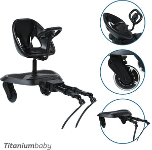 Titanium baby meerijdplankje smart joy2ride met zitje all black