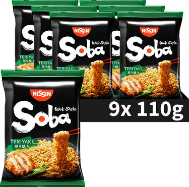 Nissin soba bag teriyaki noodles - wok style instant noedels - 9 stuks