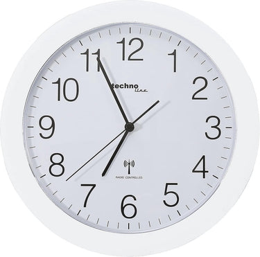 Technoline wt 8000 white - wandklok - analoog - rond - kunststof raam - radiogestuurde tijdsaanduiding - wit