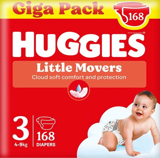 Huggies ® little movers baby luiers, maat 3 (4 tot 9 kg), 168 luiers met disney© designs, giga pack