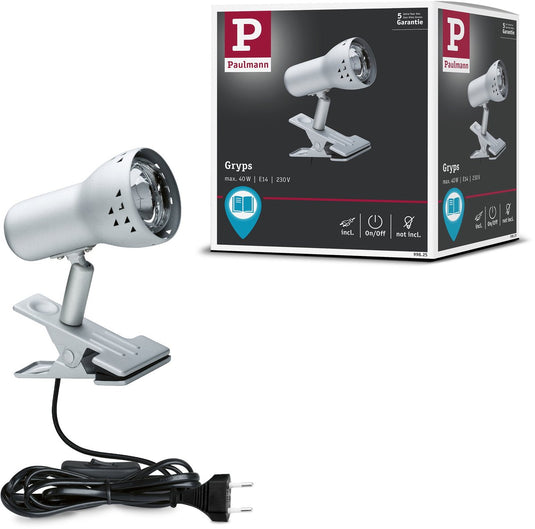 Paulmann klemspot gryps staal geborsteld 230v e14