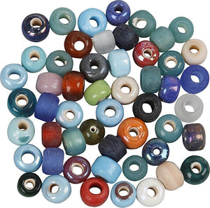 Creativ company glaskralen mix 9mm - diy kralen - diverse kleuren - ronde kralen - gatgrootte 2,5-3mm - 500 gram